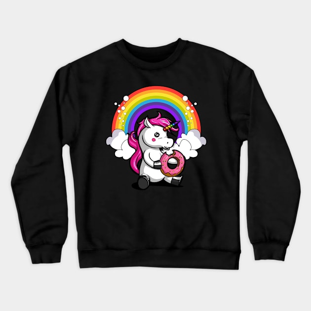 Unicorn Donut Crewneck Sweatshirt by underheaven